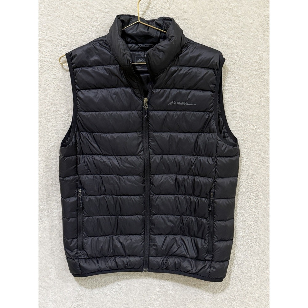Eddie Bauer EB650 Vest Mens Small Black Down Puffer Quilted Insulated Hiking
